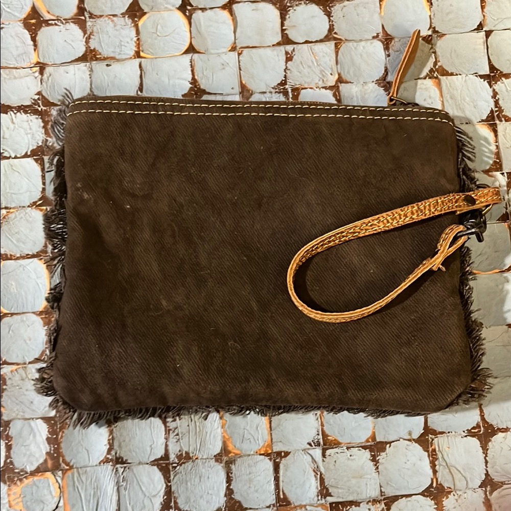 Myra bag Bohemian Brown and Cream Geometric Clutch - Picture 2 of 9